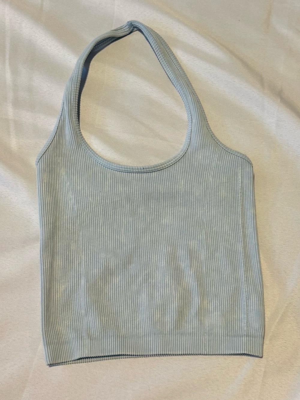 American Eagle Seamless Ribbed Halter Crop Tank Light Blue XS/S